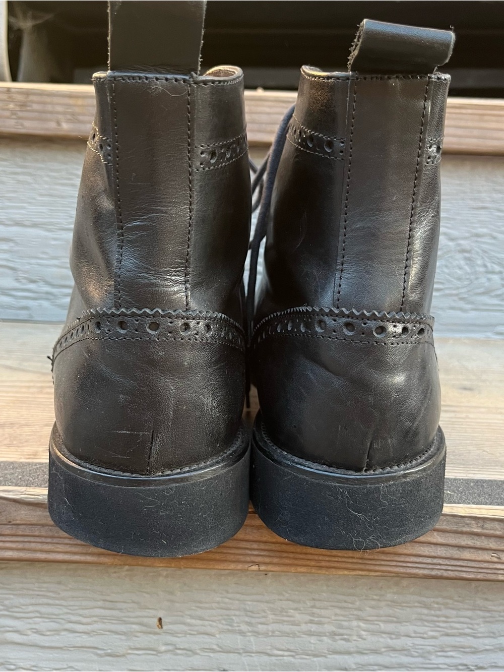 8 by YOOX Leather Wingtip Brogue Lace-Up Boots M SZ 11 W SZ 12 - Picture 5 of 7